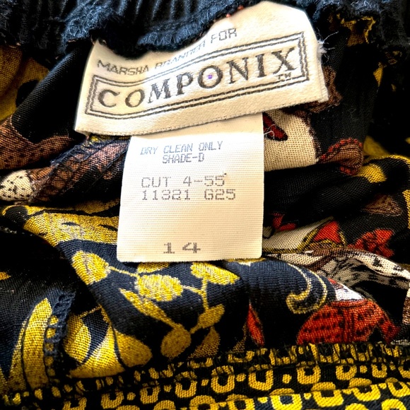 Marsha Brander For Componix Wide Leg Gaucho Pants 14 Funky Art Faces Rayon 80s L - Picture 13 of 14